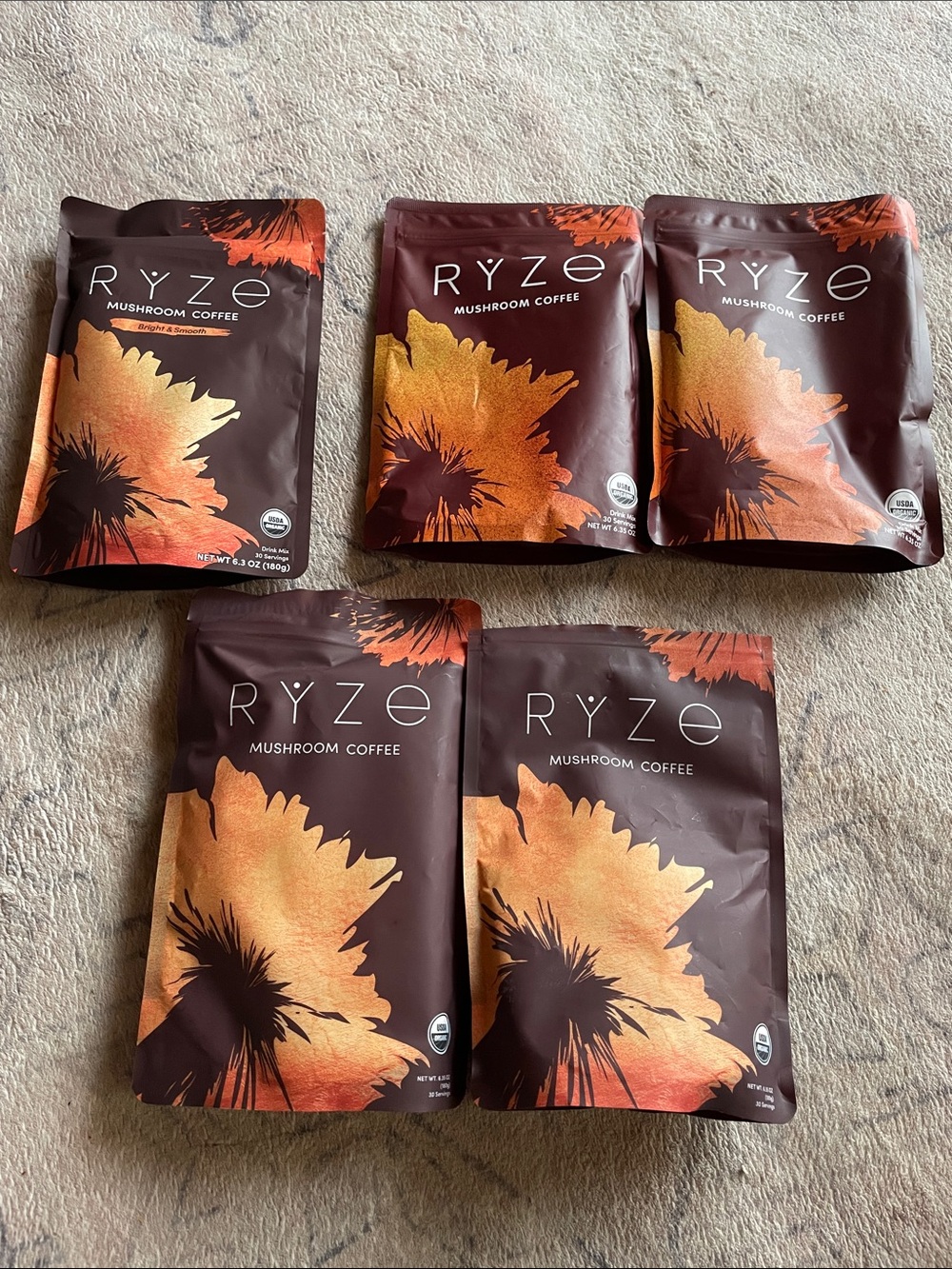 Ryze Mushroom Coffee - Dark Brown & Orange Blend